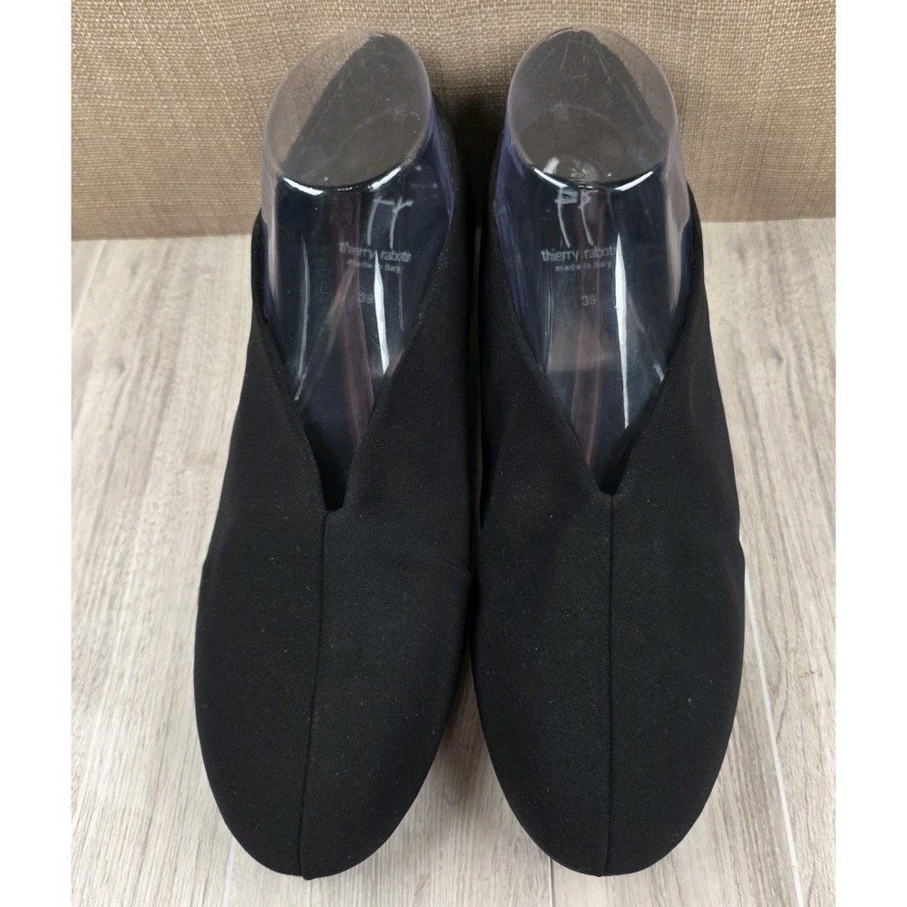 Thierry Rabotin Zama Black Microfiber Wedge Slip-On Shoes Womens EU 39 US 8-8.5